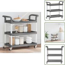 Chariot à 3 niveaux gris 77x34x72 cm aluminium - Chariot De Cuisine - Chariot Multifonctionnel - Chariot Roulant - Meuble De Rangement - Chariot Sur