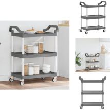 Chariot à 3 niveaux gris 81x41x92 cm aluminium - Chariot De Cuisine - Chariot Multifonctionnel - Chariot Roulant - Chariot Sur Roulette - Meuble De