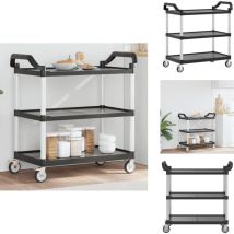 Chariot à 3 niveaux noir 99x50x96 cm aluminium - Chariot De Cuisine - Chariot Multifonctionnel - Chariot Roulant - Meuble De Rangement - Chariot à