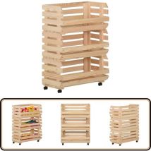 Chariot à légumes 57x30x80 cm Bois de pin solide - Chariot De Cuisine - Chariot à Légumes - Meuble De Rangement - Bois Massif - Pin