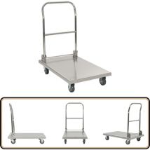 Chariot à plateforme Argenté 82x53x86 cm Acier inoxydable - Chariots De Cuisine - Chariots Industriels - Chariot Pliable - Chariot Robuste - Chariot