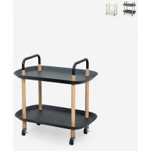 Ahd Amazing Home Design - Chariot à roulettes moderne pour repas 2 étagères blanc noir Wala - Noir