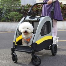 Bingo Paw - Chariot à Roulettes pour Animaux 4 Roues Poussette Chien de Petite Taille Pliable - 57x76x102cm