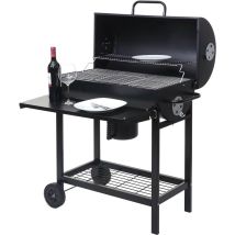 Mendler - Chariot barbecue HWC-F70, gril à charbon de bois, sur pieds avec abattant, rack, acier 103x93x70cm n