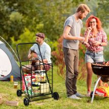 Design In - Chariot de Courses Pliable 4 Roues Structure Acier 45 kg Poignée Confortable Noir CW26927