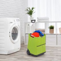 Design In - Chariot de Courses Pliable 50L 3 Poches Poignée Rétractable Aluminium Vert