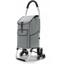 Chariot de courses pliable monte escalier aluminium gris