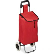 Helloshop26 - Chariot de courses pliable sac amovible 28 litres caddie pour achats roulettes rouge
