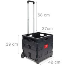 Helloshop26 - Chariot de courses pliable transport shopping avec roulettes noir