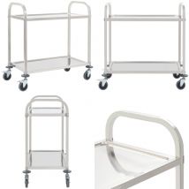 Chariot de cuisine à 2 niveaux 95x45x83,5 cm Acier inoxydable - Chariot De Cuisine - Chariot De Service - Chariot Inox - Chariot Roulant - Meuble De