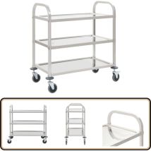 Chariot de cuisine à 3 niveaux 96,5x55x90 cm Acier inoxydable - Chariot De Cuisine - Chariot De Service - Chariot Inox - Chariot Multi Niveau