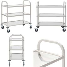 Chariot de cuisine à 3 niveaux 96,5x55x90 cm Acier inoxydable - Chariot De Cuisine - Chariot De Service - Chariot Inox - Chariot Multi Niveau