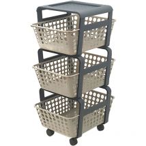 Ecoplast - Chariot De Cuisine Avec Paniers Modula Col. Tortora - Cm 41,5 x 29 x H.75