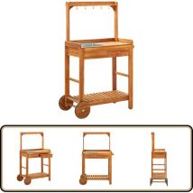 Vidaxl - Chariot de cuisine de jardin Bois d'acacia 92x43,5x141,5 cm - Chariot De Cuisine - Chariot De Jardin - Meuble De Jardin - Mobilier De Jardin