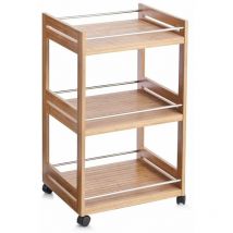 Chariot de cuisine en bambou avec 3 niveaux, 46 x 38 x 76 cm, bambou