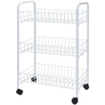 Excellent - Chariot de cuisine, étagère pour ustensiles - 3 niveaux, blanc