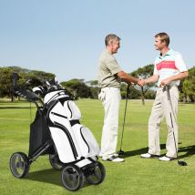 Chariot de Golf à Pousser ou à Tirer Chariot de Golf Pliable Léger à 4 Roues Chariot de Golf Avec Sac Imperméable et Frein à Pied Gris Maison Chic