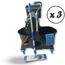 Chariot de nettoyage Giotto black 2 x 15 litres Avec balai à frange - Quantité x 3 - Kit ménage pro complet