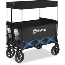 Sekey - Chariot de Plage pour Enfants 150L 150KG, Chariot de Transport Pliable avec Toit, Chariot à la Plage avec Protection Solaire pour Plage