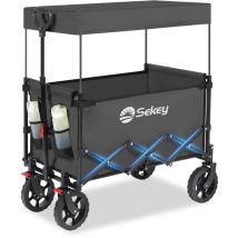 Sekey - Chariot de Plage pour Enfants 150L 150KG, Chariot de Transport Pliable avec Toit, Chariot à la Plage avec Protection Solaire pour Plage