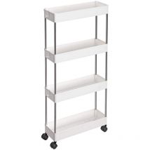 Chariot de rangement - 4 niveaux - 40x86x12,5 cm - blanc