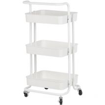 Skecten - Chariot de Rangement Chariot Multifonction 433686cm 3 Tiers Transport Panier de Cuisine Blanc