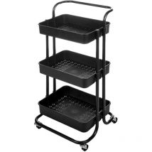 Chariot de rangement en plastique noir 3 étages collection KINVARA
