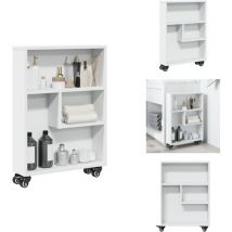 Chariot de rangement étroit blanc 48x13x68 cm bois d'ingénierie - Chariot De Rangement Étroit - Chariots De Rangement Étroits -chariot De Rangement