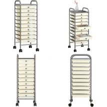 Chariot de rangement mobile à 10 tiroirs Blanc Plastique - chariot de rangement - chariots de rangement - Home & Living