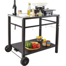 Mophorn - Chariot de salle à manger pour barbecue d'extérieur chariot de barbecue à double étagère, préparation des aliments mobile, chariot de