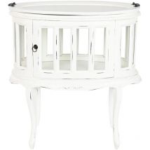 Chariot de service, desserte en bois coloris blanc -longueur 75 x profondeur 50 x hauteur 78 cm
