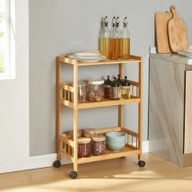 [en.casa] - Chariot de service Huddinge bambou 80 x 53 x 30 cm naturel noir