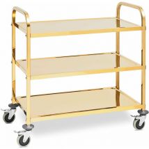 Helloshop26 - Chariot de service roulant en acier inoxydable desserte vaisselle cuisine restaurant cantine restauration (240 kg max., 3 plateaux de