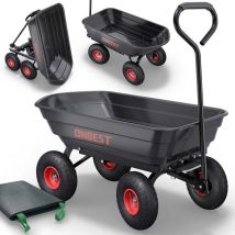 Chariot de transport de jardin avec benne basculante75L charge jusqu’à 300kg INCLUS sac à déchets