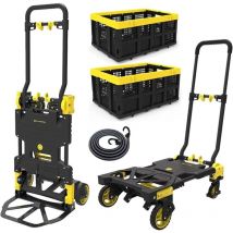 Hytama Tools - Chariot de transport manuel pliable Hytama 2 en 1, transporte jusqu'a' 137 kg en mode plateforme pliante, manuel, avec poigne'e