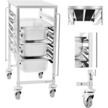 Royal Catering - Chariot Echelle a Plateaux En Inox 6 Bacs Gn 1/1 Gastronorm Avec 4 Roues 360°
