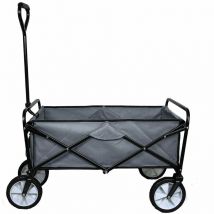 Monster-shop - Chariot de Jardin à 4 Roues Gris Pliable Brouette Utilité Chariot de Transport Jardin - 98 x 53 x 116 cm - Capacité 70 kg