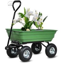 Ohjijinn - Chariot Pliant Poly Garden Dump Cart avec Cadre en Acier et 10 po. Pneus Pneumatiques, Capacité de 300 Livres, Vert - green