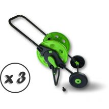 Kibros - Chariot porte tuyau enrouleur Stockage 45 mètres de tuyau Acier pp abs - Lot de 3 - Chariot vide