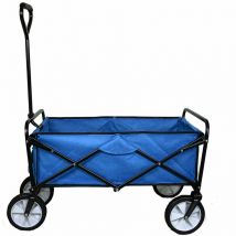 Monster-shop - Chariot de Jardin à 4 Roues Bleu Pliable Brouette Utilité Chariot de Transport Jardin - 98 x 53 x 116 cm - Capacité 70 kg