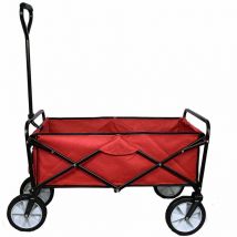 Monster-shop - Chariot de Jardin à 4 Roues Rouge Pliable Brouette Utilité Chariot de Transport Jardin - 98 x 53 x 116 cm - Capacité 70 kg