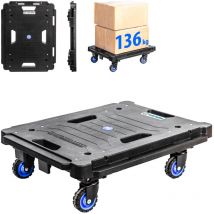 Plateau roulant pliant, Chariot à roulettes, Demenagement, Deplace meuble, 4 roues pivotantes 360°, Charge Max. 136kg, Garantie 5 ans, Hostrom