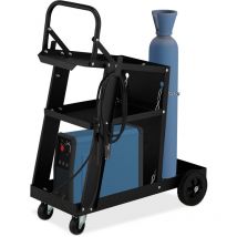 Relaxdays Chariot soudure, 3 niveaux, emplacement pour bouteille de gaz, supporte jusqu'à 90 kg, HLP 88x40x71 cm, noir