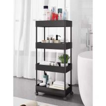 Hofuton Chariot Roulant Étagère à Roulettes Meuble de Rangement Mobile Multi-Fonction avec 4 Niveaux Noir