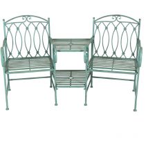 Wrought Iron Rustic Companion Seat for Two - Sage Green - Sage Green - Charles Bentley