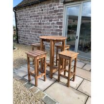 Charles Taylor 4 Seater Wooden Alfresco Bar Counter Table & Bar Stool Set Garden