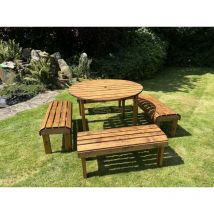 Charles Taylor Trading - Knights Eight Seater Round Garden Table Set - Timber - L230 x W230 x H80 cm