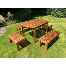 Charles Taylor Trading - Knights Six Seater Rectangular Garden Table Set - Timber - L290 x W245 x H80 cm