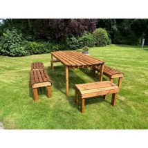 Charles Taylor Trading - Knights Ten Seater Garden Table Set - Timber - L216 x W400 x H80 cm
