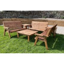 Charles Taylor Wooden Garden 9 Seater Balmoral Square Table & Chair Bench Set